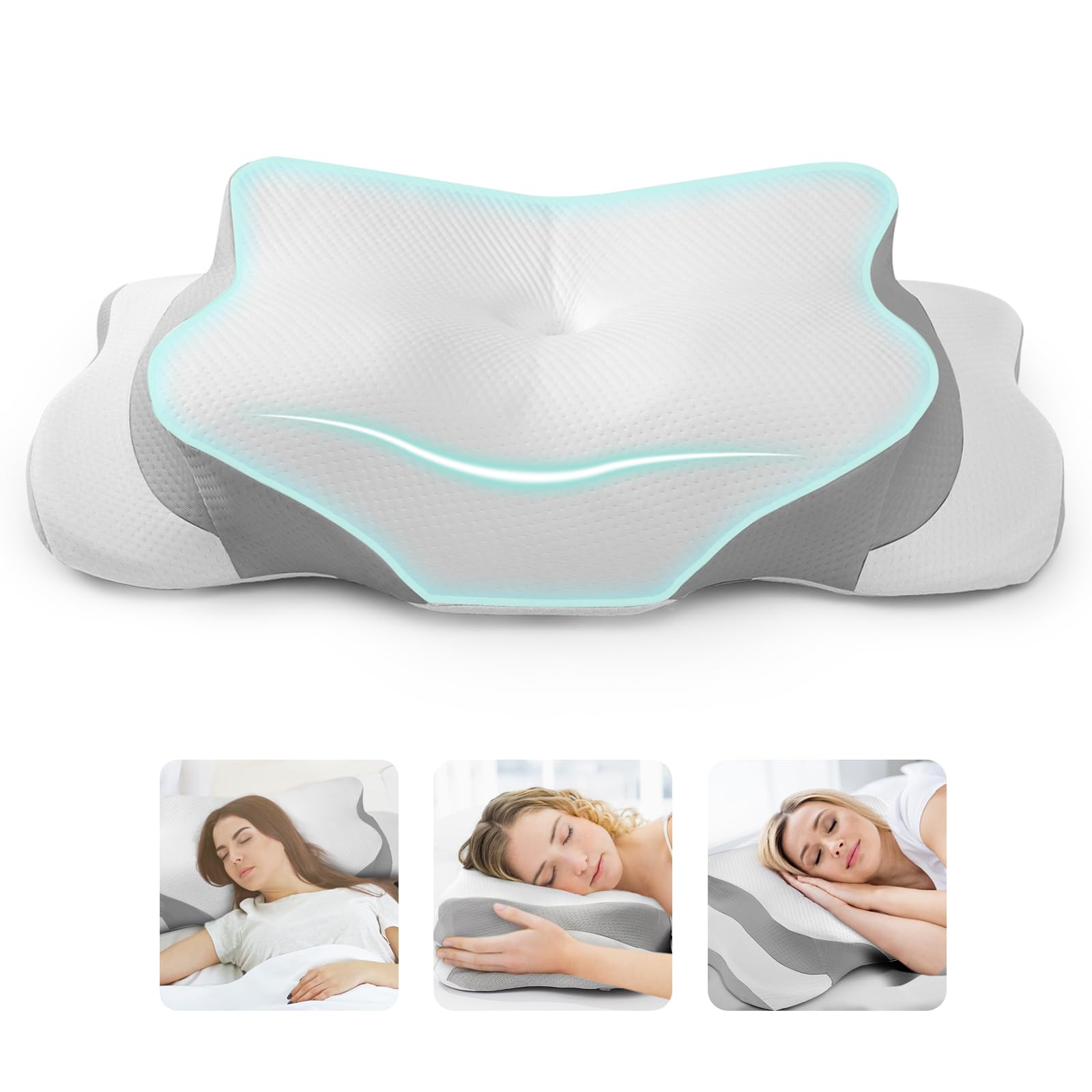 Cervical Neck Pillows for Pain Relief SleepingErgonomic Memory Foam Neck Pillow for Sleeping