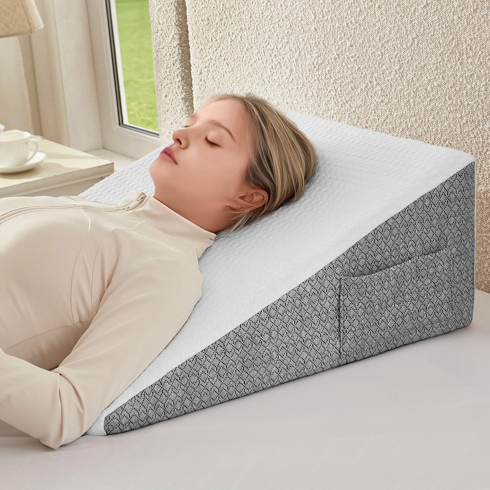 Nordjager Wedge Pillow for Sleeping 7.5 inch Wedge Pillow for Sleep Apnea Pillow Wedges for Sleeping Acid Reflux Sleep Apnea Pillow Bed Wedge Pillow for Sleeping Snoring After Surgery