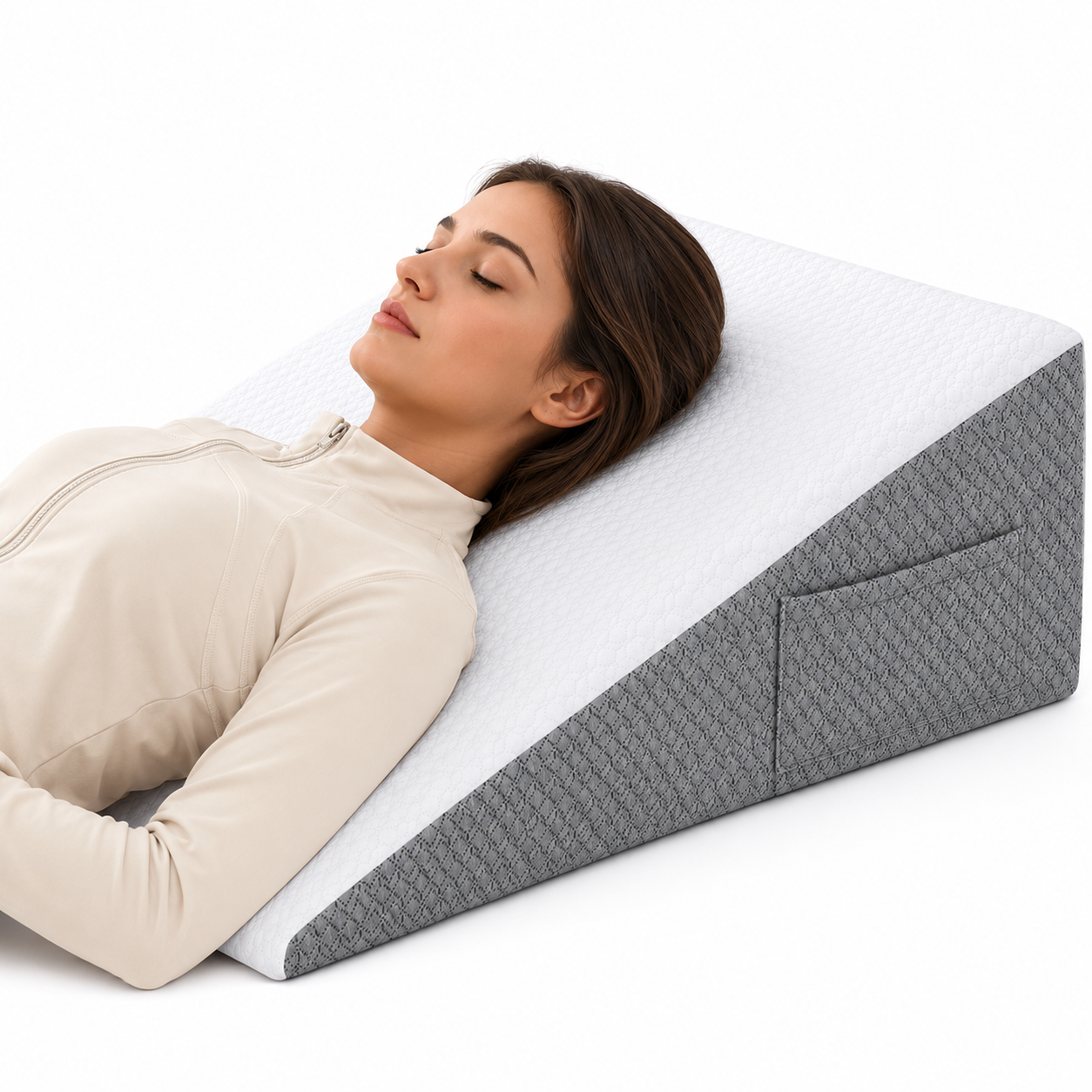 Memory Foam Wedge Pillow for Sleeping – Acid Reflux, Snoring & Post-Surgery Support